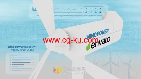 AE模板-清洁可再生能源介绍风力涡轮机发电动画宣传的图片1