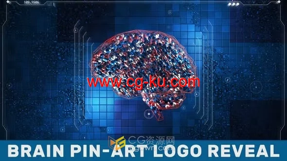 Brain Pin-Art标志3D动画粒子大脑HUD UI元素-AE模板的图片1