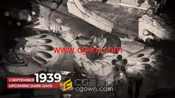 AE模板-神秘感黑白灰色调战争录影历史开场白的图片1