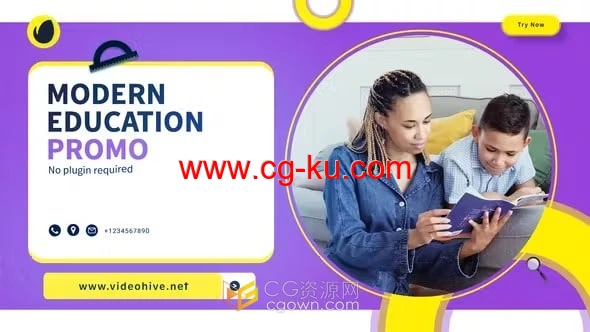 Education Slideshow AE模板教育幻灯片学习宣传视频的图片1