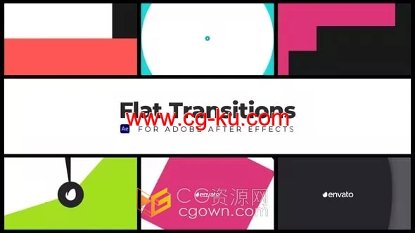 15个平面多彩过渡动画效果免费下载AE转场模板的图片1