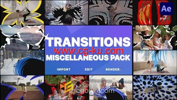 AE转场模板-卡通手绘过渡动画元素Miscellaneous Transitions的图片1