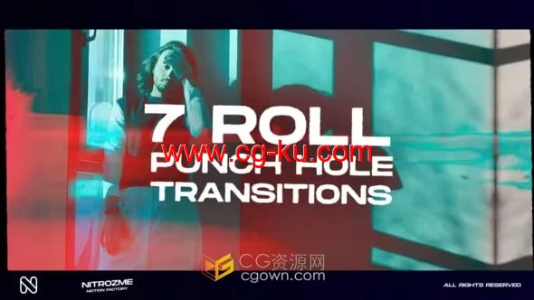 Punch Hole Roll Transitions V02 AE模板冲孔紊乱视频转场的图片1