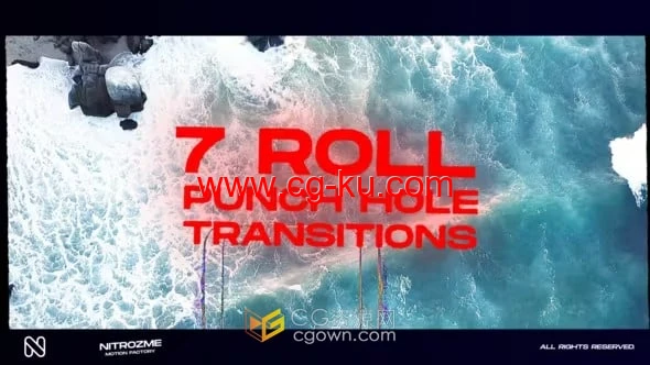 Punch Hole Roll Transitions V04 AE模板冲孔紊乱视频转场的图片1