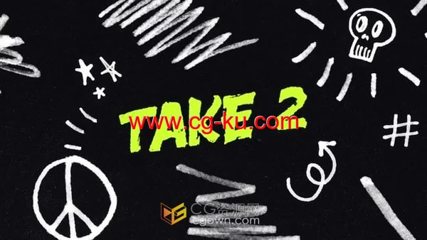 AE模板-系列手绘涂鸦贴纸叠加层线条符号箭头背景标题元素包的图片1