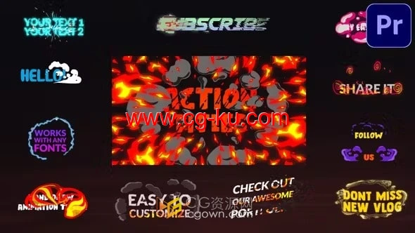 PR模板-卡通多彩形状叠加元素动作标题动画的图片1