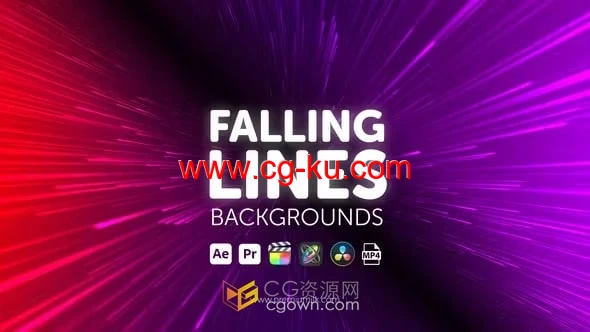 AE与PR模板-抽象渐变色霓虹灯下降线空间感光线背景的图片1