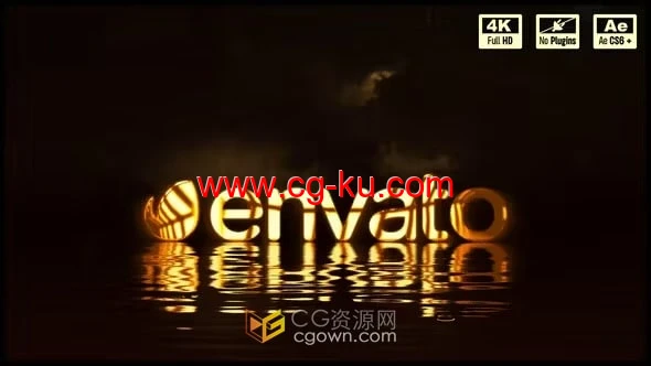 AE模板-黑暗雷鸣闪电背景水面倒影LOGO标志动画的图片1