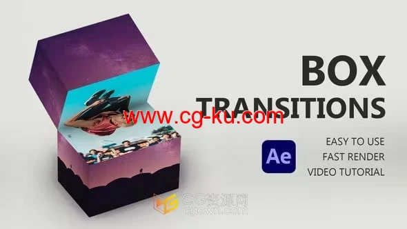 AE与PR转场模板-逼真3d立体盒子过渡方框切割旋转阴影过渡效果的图片1