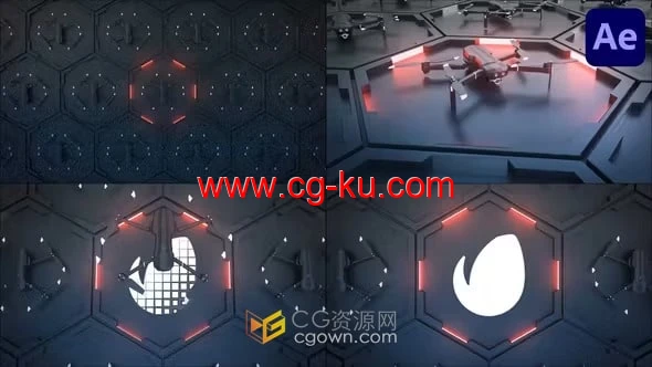 AE模板-逼真的3D无人机启动起飞展示品牌LOGO动画的图片1