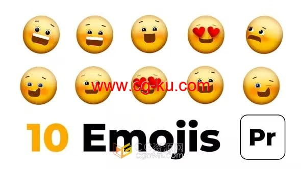 PR模板-10个3D卡通经典动画表情符号的图片1
