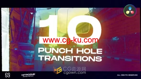 达芬奇转场模板-10种胶片过渡Punch Hole Transitions Vol. 01的图片1