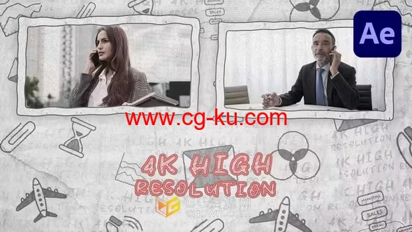 AE模板-素描涂鸦定格动画手绘卡通商业广告公司开场白的图片1