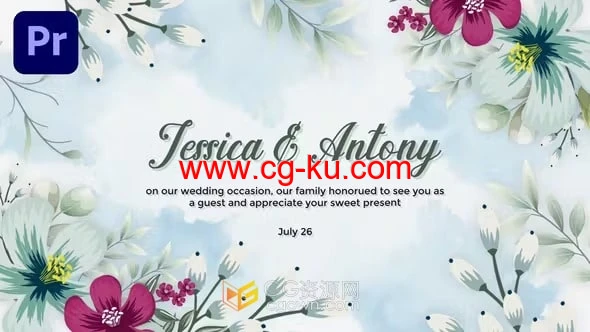 PR模板-清新优雅花卉动画婚礼请帖宴会请柬活动邀请函的图片1