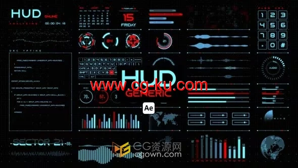 AE与PR模板-全息科技HUD军事技术科学健身计算机信息图形元素的图片1