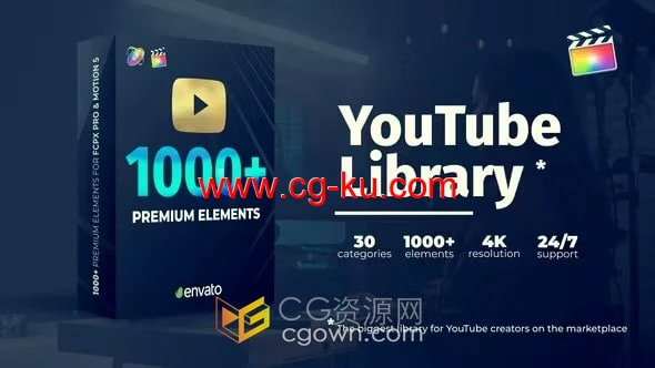FCPX插件视频编辑制作资源包1000+元素包括片头转场调色的图片1