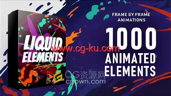 1000多个逐帧液体闪光效果元素包AE与PR模板+视频素材的图片1