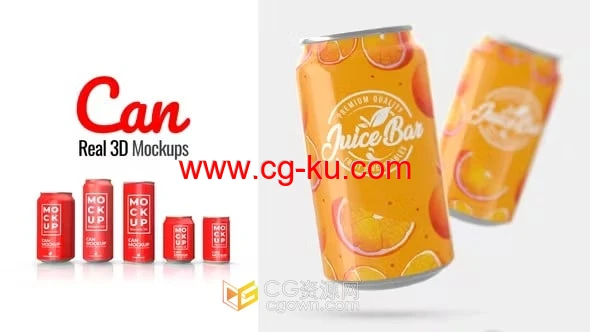 AE模板-啤酒可乐果汁饮料易拉罐3D模型产品包装广告的图片1