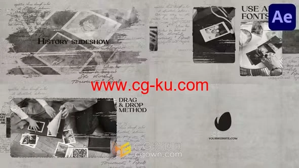缓慢的电影动画AE模板历史幻灯片复古纪录片的图片1