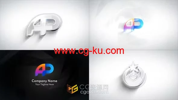 AE模板-清晰明亮发光线标志带阴影LOGO动画的图片1