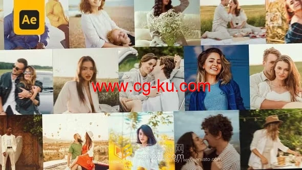 AE模板-马赛克照片墙时尚拼贴头像vlog短片照片开场的图片1