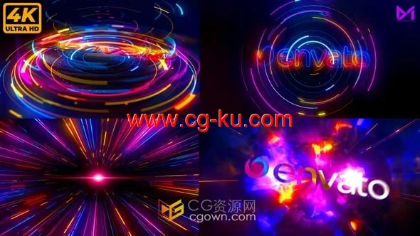 多彩发光能量冲击波全息图高科技标志展示-AE模板的图片1