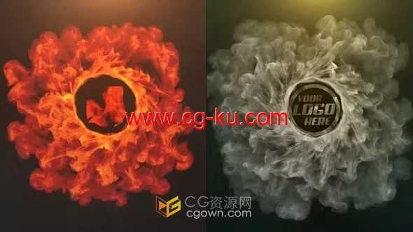 彩色烟雾漩涡标志动画免费下载PR模板的图片1