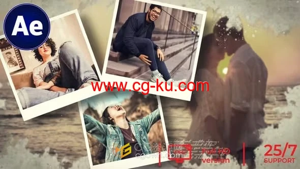 情感回忆幻灯片浪漫简单温柔电子相册-AE视频模板的图片1