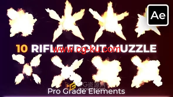 10个逼真火器和枪火元素枪口火花闪光视觉效果-AE模板的图片1