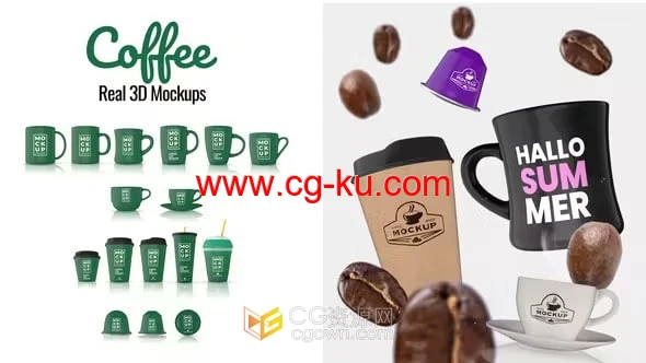16种最通用的咖啡模型包装广告-AE模板的图片1